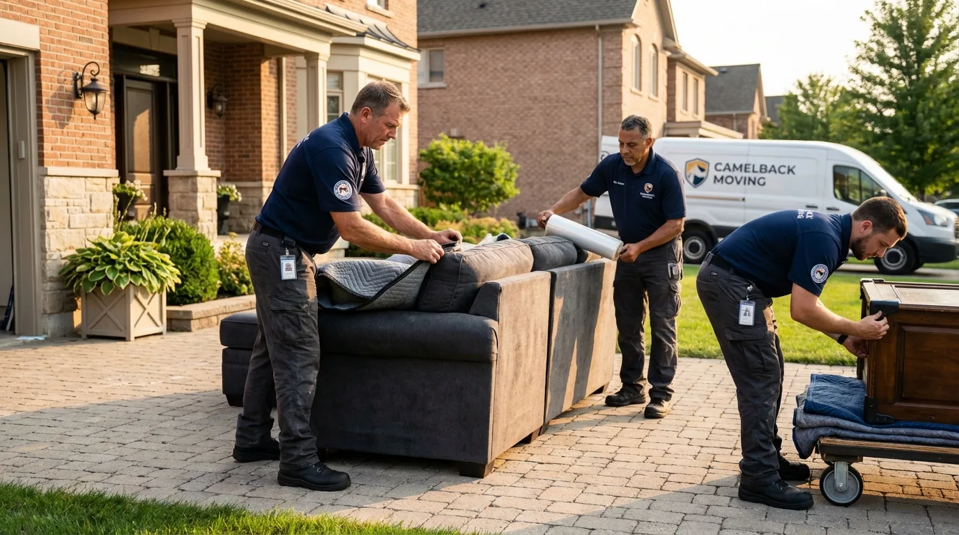 Large estate moving crew wrapping furniture in Bakerstown, PA